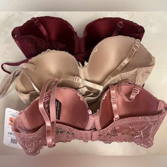 $68 Rene  Rofe Lace Underwire Bra Set - Burgundy, Cream, Mauve - Picture 8 of 9